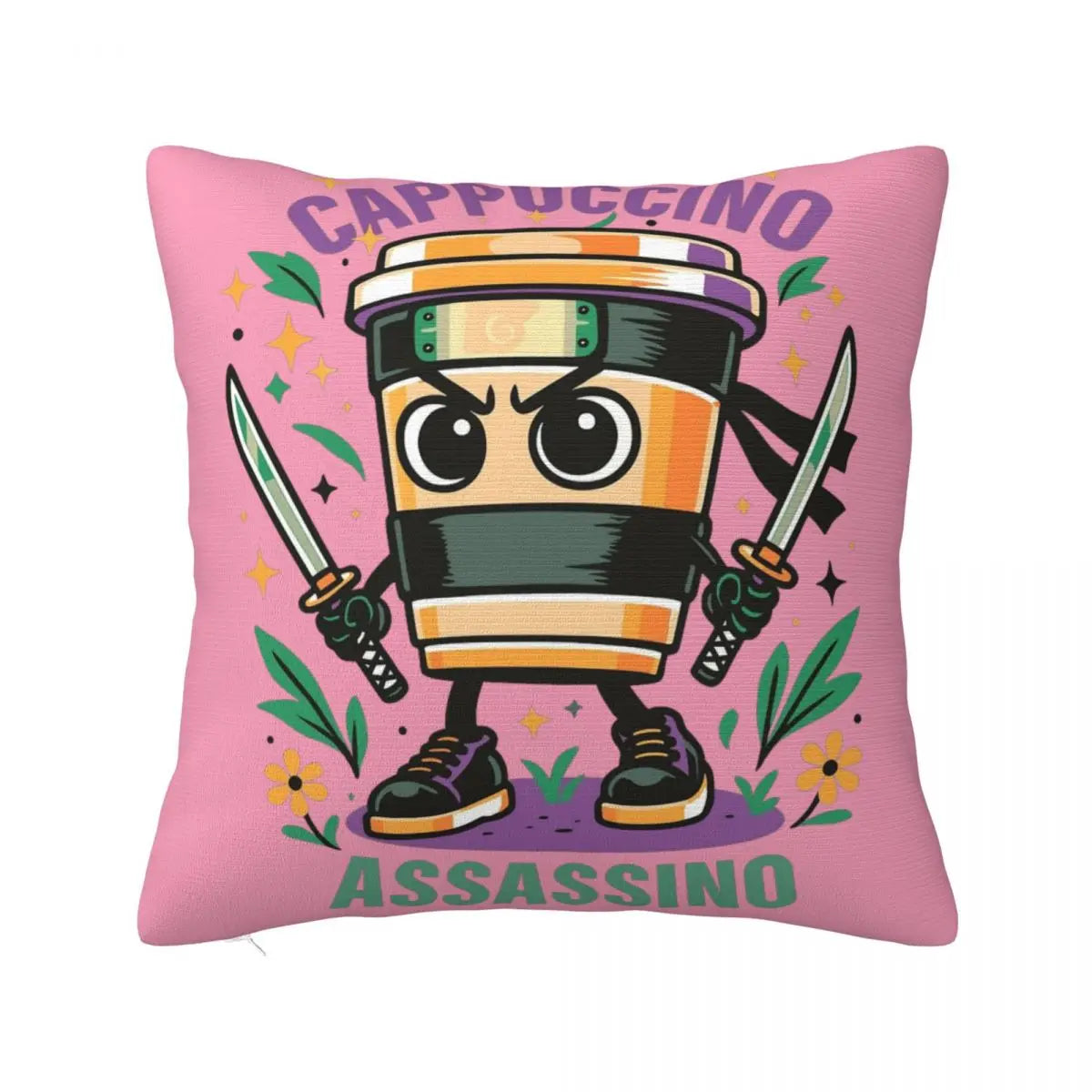 Brainrot Meme Italian Brain Rot Tung Tung Tung Sahu  Pillow Case Cushion Polyester Pillow Cover Morden For Sofa Car Home Decor